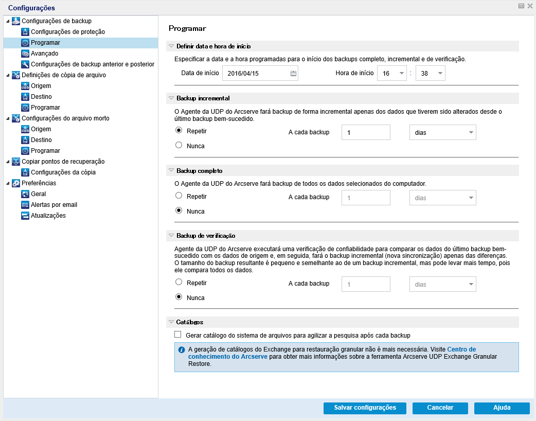 Fazer backup agora - Programação