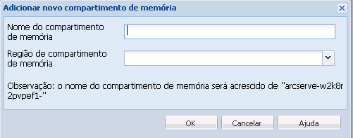 Configuração de nuvem - novo compartimento de memória 1