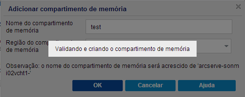 Configuração de nuvem - novo compartimento de memória 2