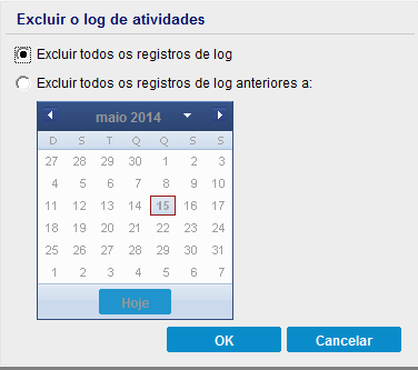 Opções de exclusão de log