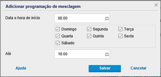 A caixa de diálogo mostra Adicionar programação de mesclagem