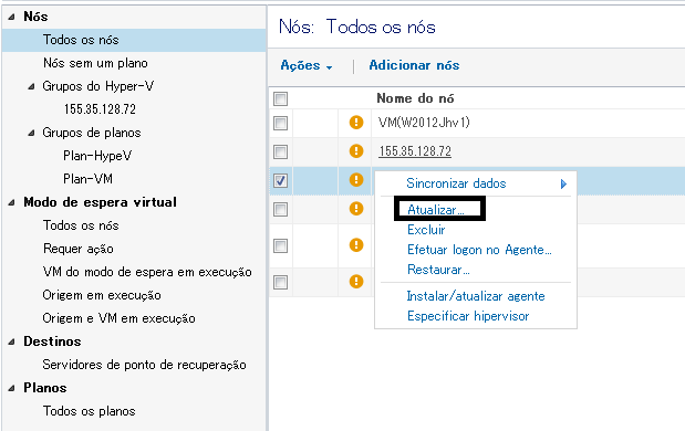 Atualizar tela de nó