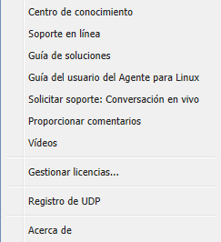 Menú Ayuda
