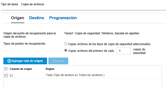 Cuadro de diálogo File copy source (Origen de la copia del archivo)