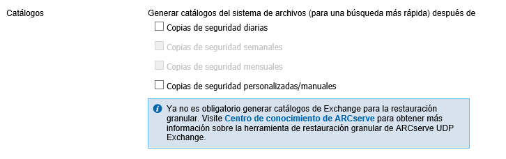 Pantalla Catálogo para el plan de Windows