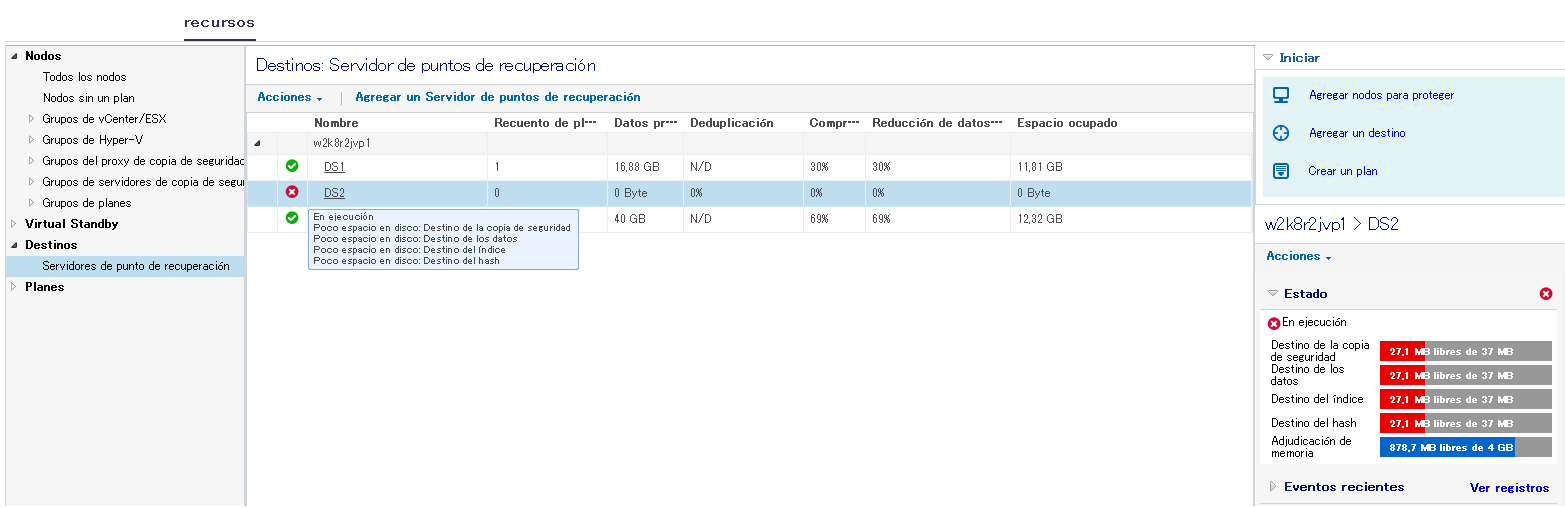Modificar mensaje de advertencia del umbral del almacén de datos