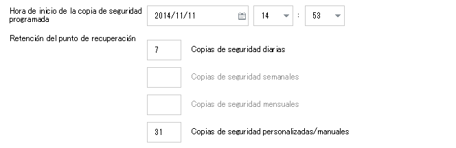 Cuadro de diálogo Configuración de retención