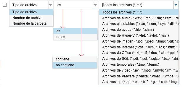 Tipo de filtros de copia de archivos