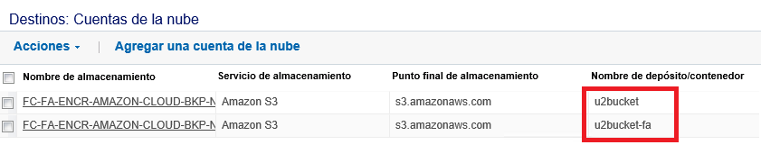 Nombre del depósito de la nube en la Consola