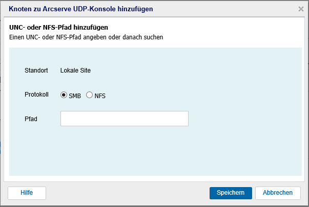 Hinzufügen eines UNC-Pfads