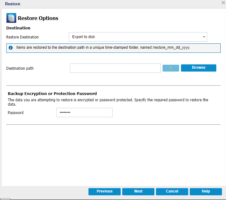 Define the Restore Options