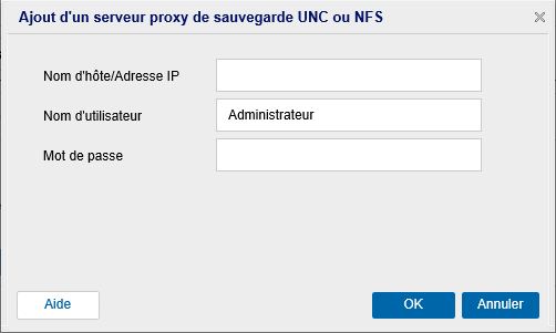 Ajout d'un serveur proxy de sauvegarde à partir d'un chemin d'accès UNC