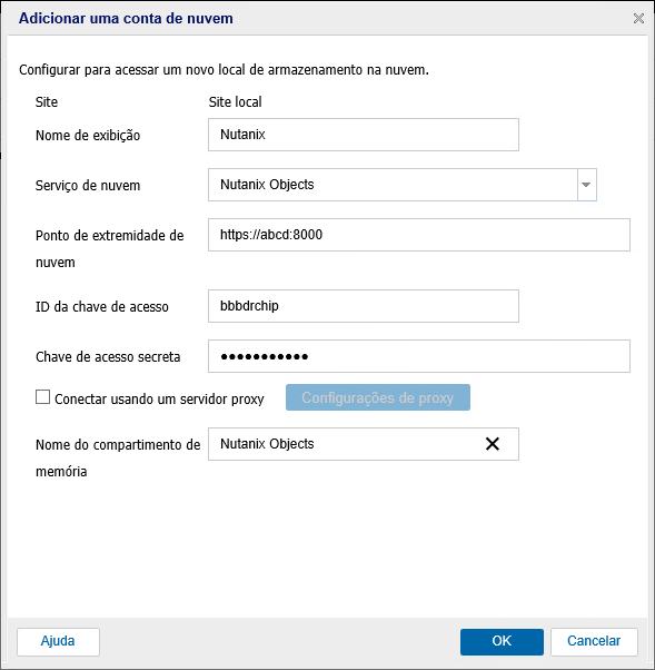 Configurar a conexão do Servidor Proxy