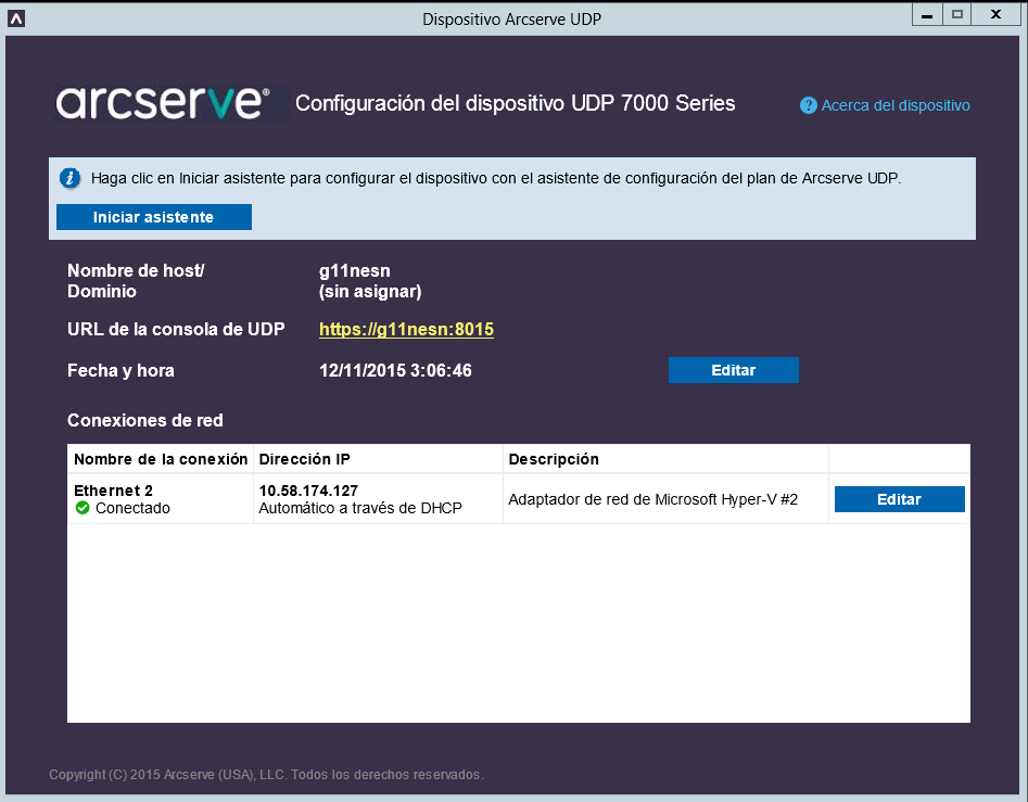Configuración: asistente de inicio