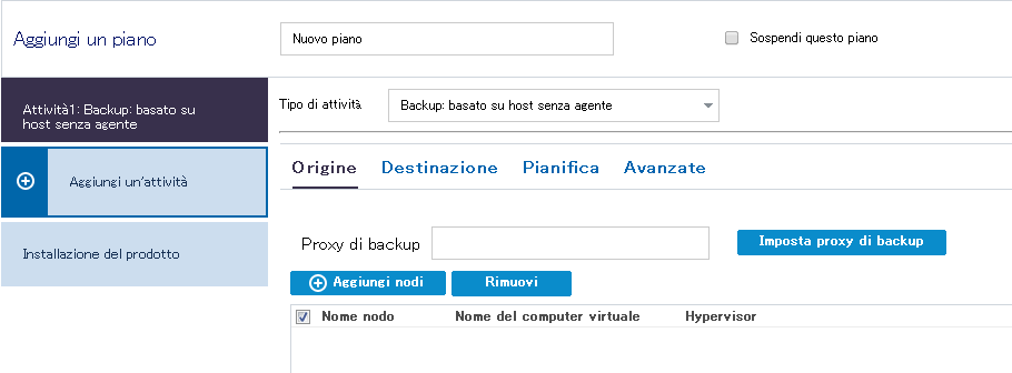 Tipo di attività senza agente basata su host