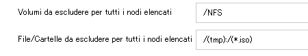 Esclusione di volumi nell'attività Linux