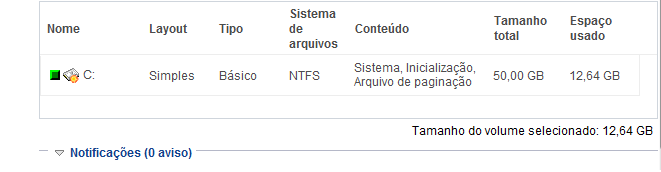Configurações de proteção - Selecionar o volume