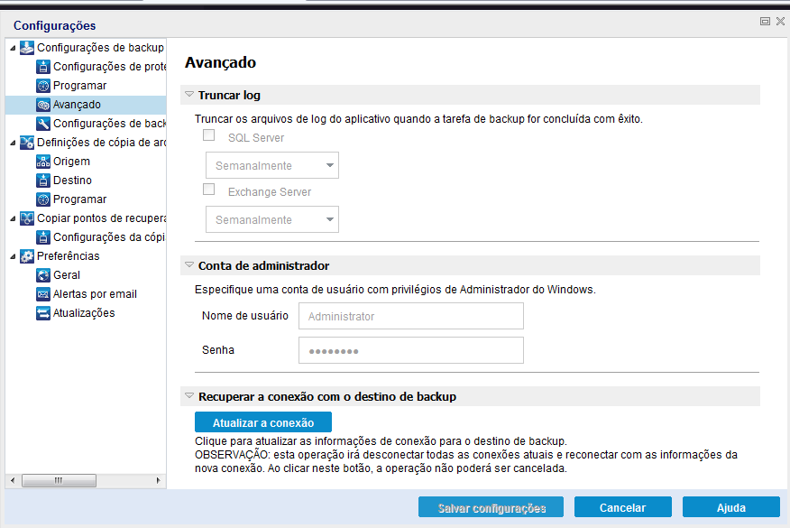 caadr--Fazer backup agora - Configurações-W