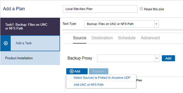 Adding UNC node to Source