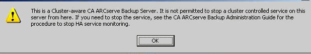 Warning message: Do not stop cluster controlled services.