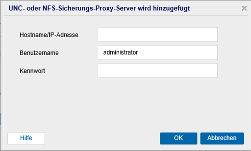 Hinzufügen eines Sicherungs-Proxy-Servers mit UNC-Pfad