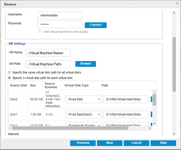 This diagram displays the restore options that are available for Alternate location