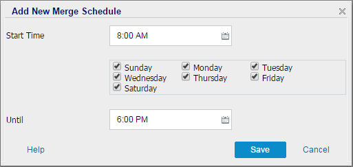 The diaog shows add new merge schedule